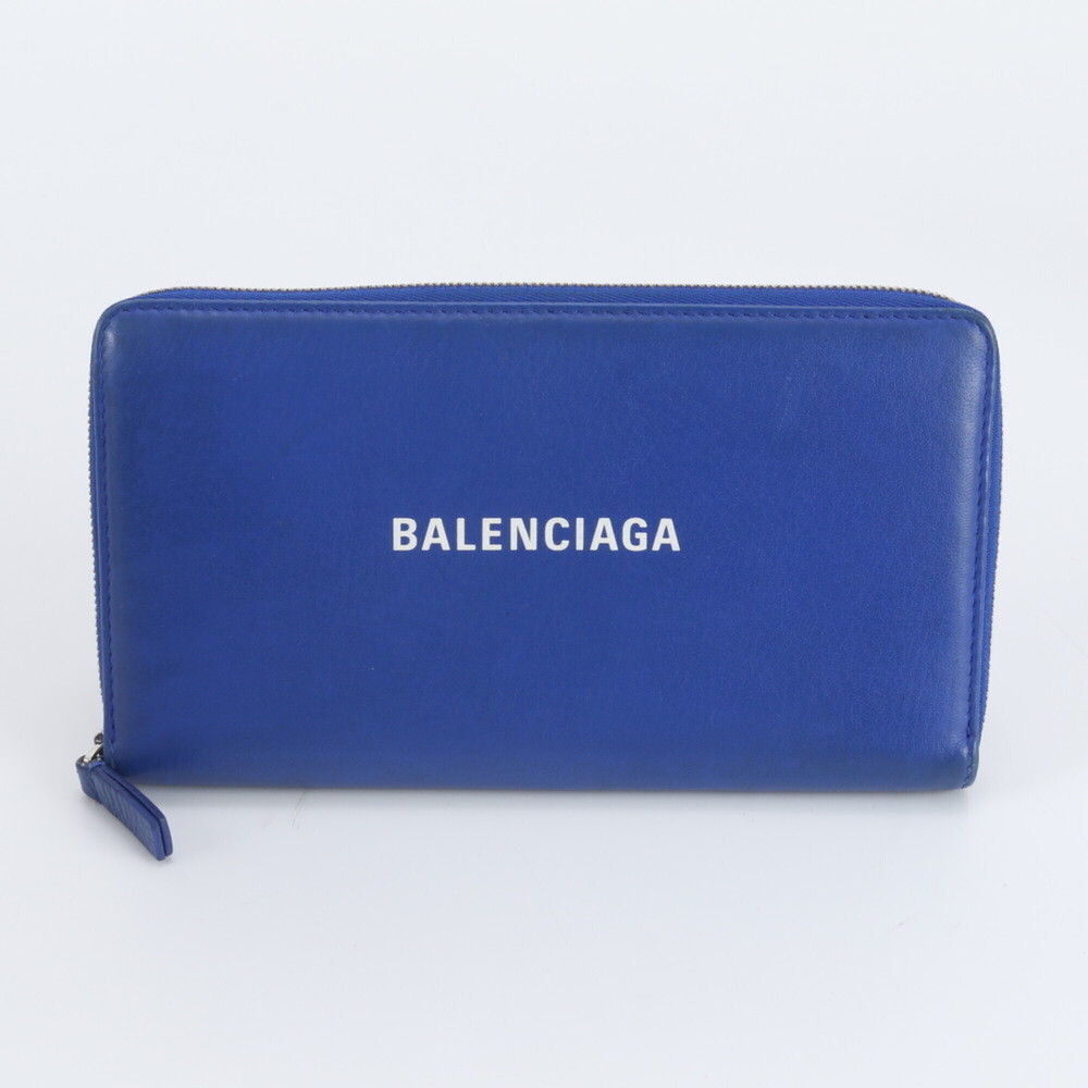 Balenciaga 551936 4265 Leather Long Wallet, Round Zipper, Men's & Women's